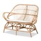 Baxton Studio Jayden Modern Bohemian White Fabric Upholstered and Natural Brown Finished Rattan Loveseat 205-12694 - alternate 4
